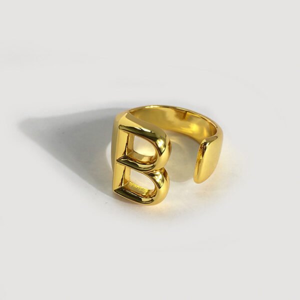 Gold initial ring - B