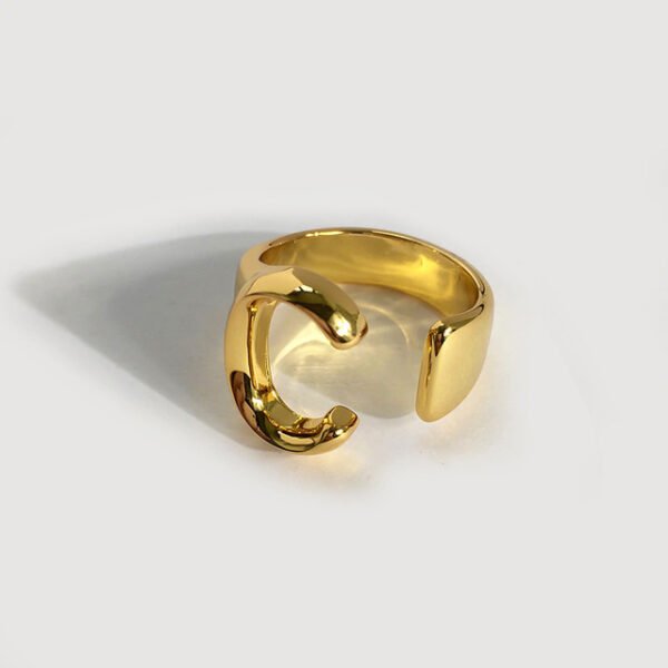 Gold initial ring - C