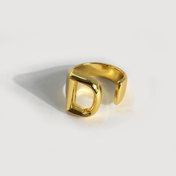 Gold initial ring - D