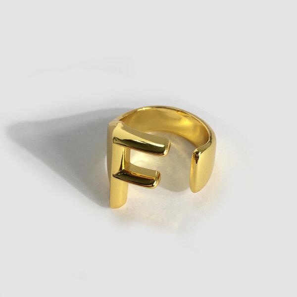 Gold initial ring - F