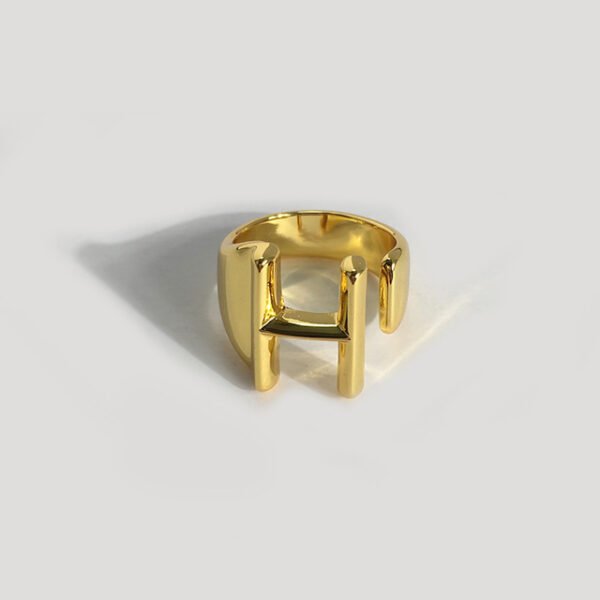 Gold initial ring - H