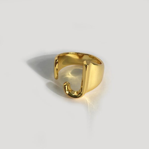 Gold initial ring - J