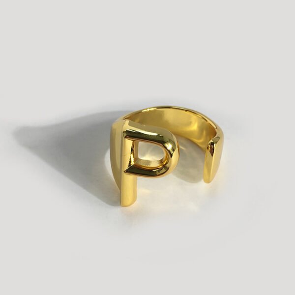 Gold initial ring - P