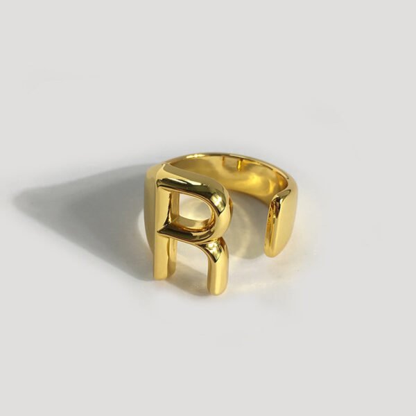 Gold initial ring - R