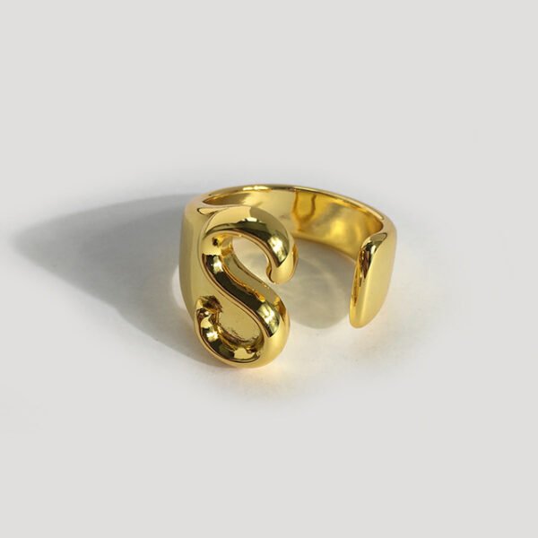 Gold initial ring - S