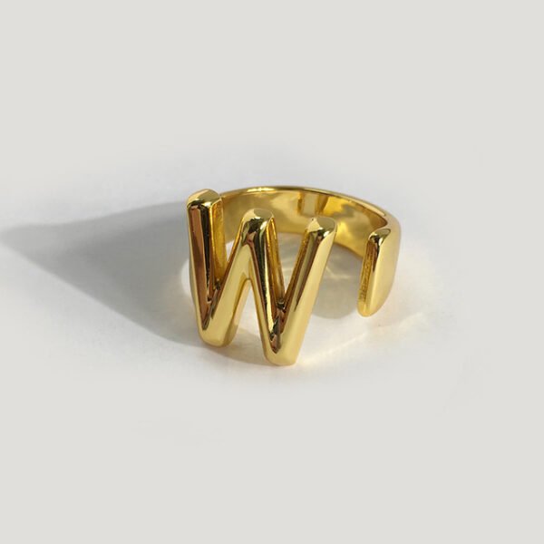 Gold initial ring - W